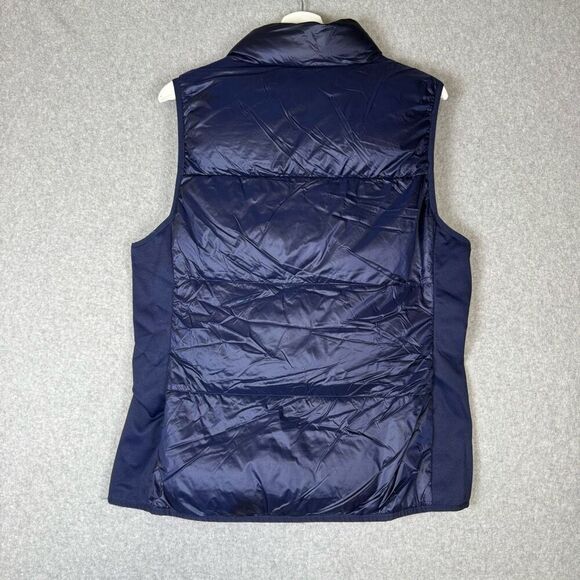 Fabletics Womens Size Large Full Zip Front Puffer Vest Navy Blue Pockets Stretch - Picture 6 of 6